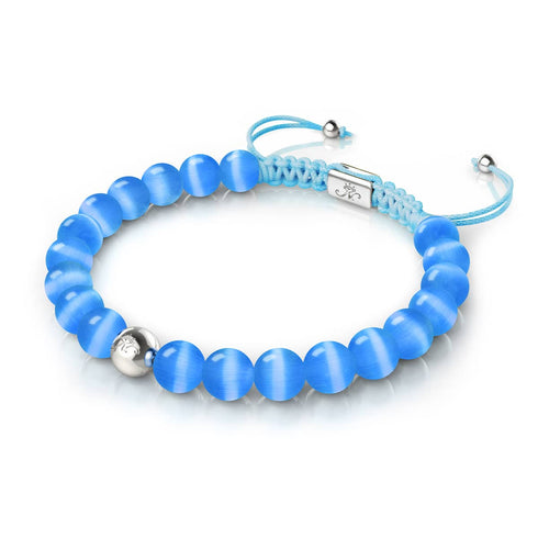 Bracelet en macramé en verre de Cheshire, bleu azur | argent